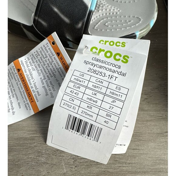 Crocs Classic Spray Camo Sandals Blue Black Iconic Comfort Mens 9/Womens 11 NWT - Picture 4 of 10